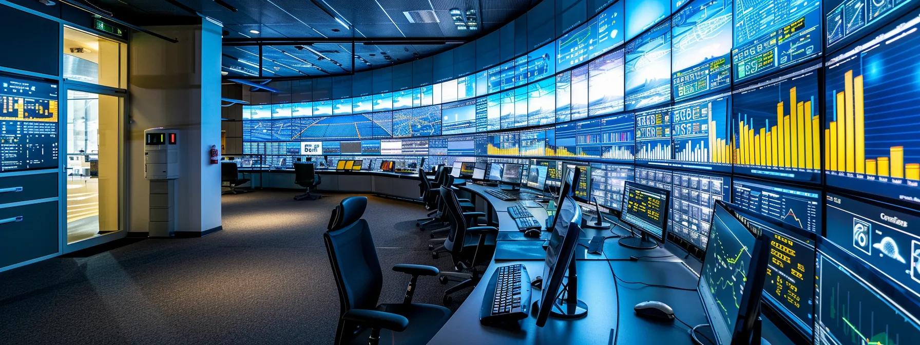 a sleek, modern control room filled with high-tech screens displaying real-time solar plant performance data, highlighting the transformative impact of ai on renewable energy efficiency.