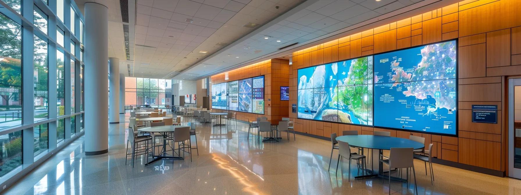 a sleek, modern office filled with large digital maps on the walls and sophisticated screens displaying intricate solar resource data, all illuminated by cool, focused led lighting to emphasize the high-tech atmosphere of renewable energy optimization.